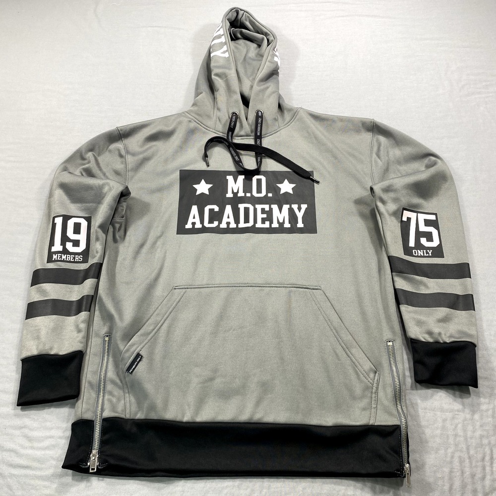 Members Only Academy‎ Sweatshirt Mens Large Gray Black Long Sleeve Hoodie City